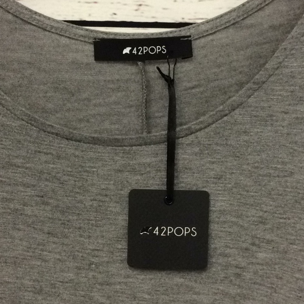 42 Pops light gray short sleeve knit trapeze dress - Picture 3 of 4